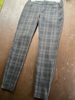 Grey Plaid Women's Slim Ponte Pants
